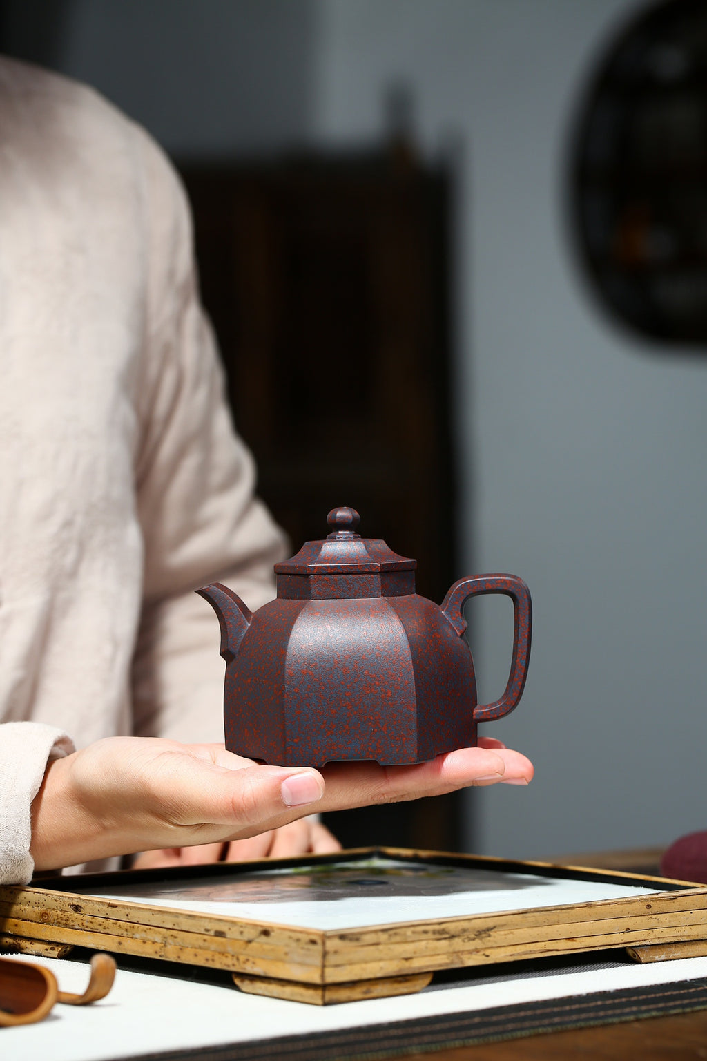 Yixing Zisha Teapot Liufang Pagoda, 100% Fully Handmade by National Certified Arts & Crafts Master