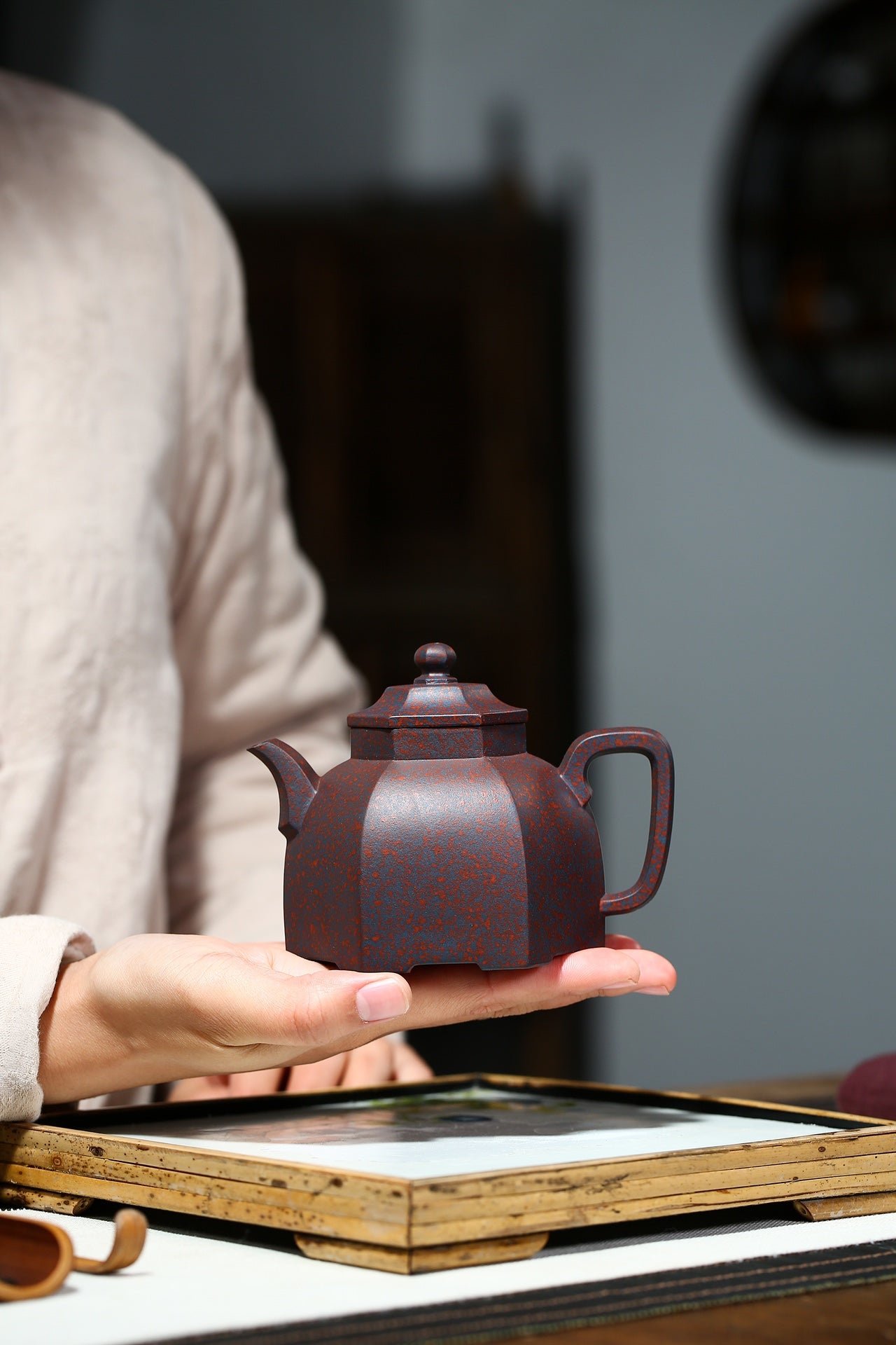Yixing Zisha Teapot Liufang Pagoda, 100% Fully Handmade by National Certified Arts & Crafts Master