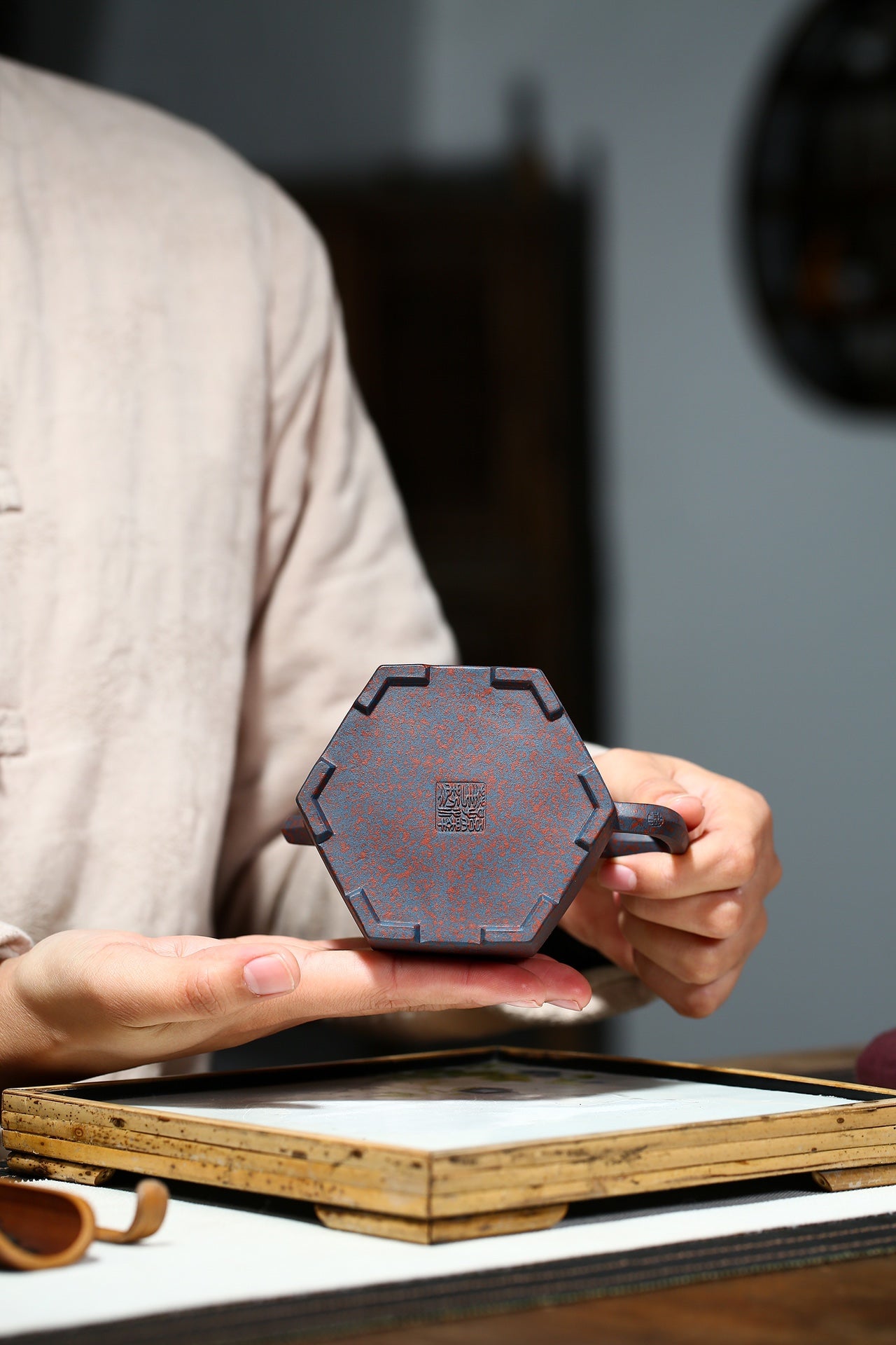 Yixing Zisha Teapot Liufang Pagoda, 100% Fully Handmade by National Certified Arts & Crafts Master