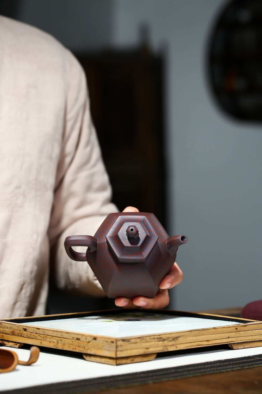 Yixing Zisha Teapot Liufang Pagoda, 100% Fully Handmade by National Certified Arts & Crafts Master