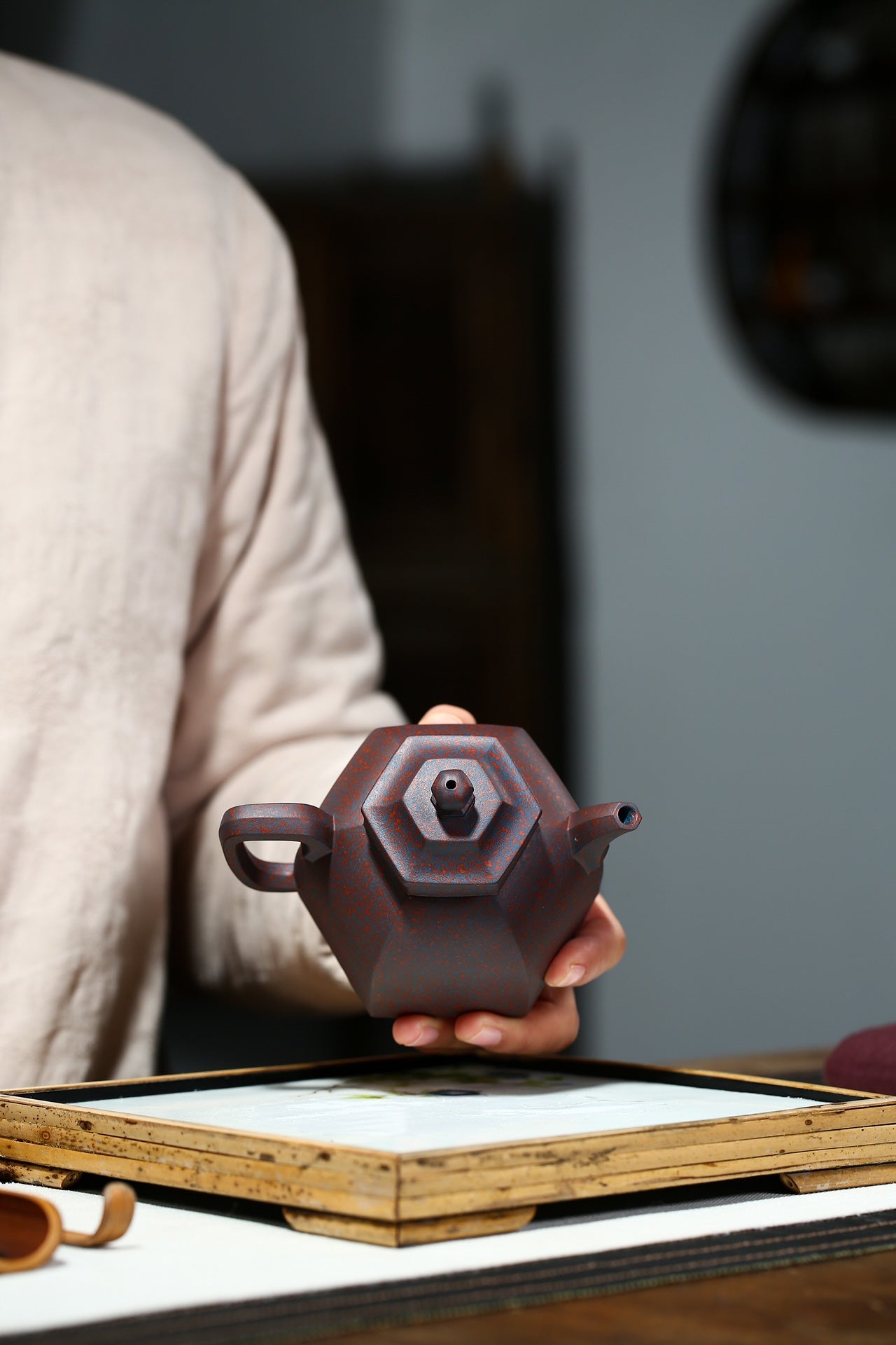 Yixing Zisha Teapot Liufang Pagoda, 100% Fully Handmade by National Certified Arts & Crafts Master