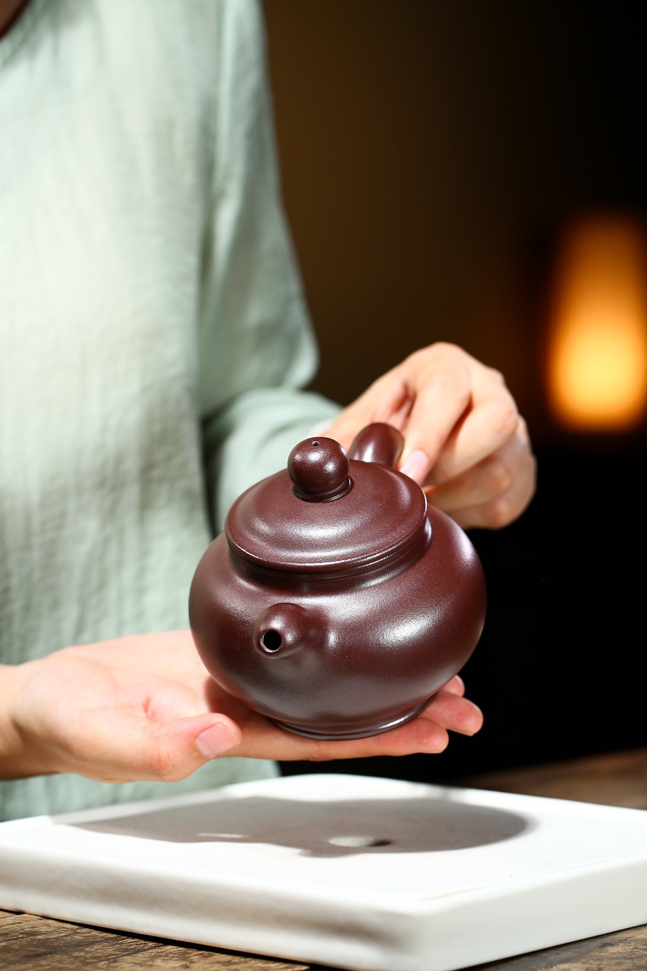 Yixing Zisha Teapot Da Hong Lotus, Rare Shi Hong Ore Zisha Clay